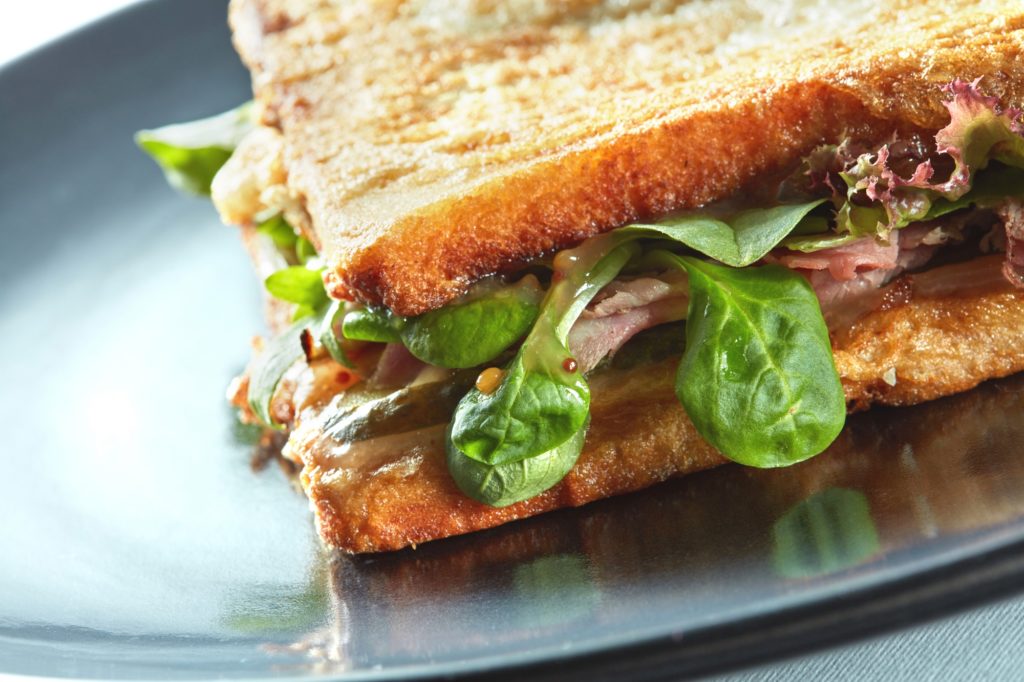 Fresh toasted panini blt sandwich